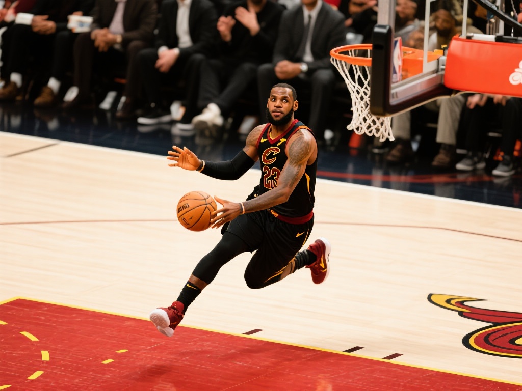 詹姆斯外线持球 霸气骑射三分入网